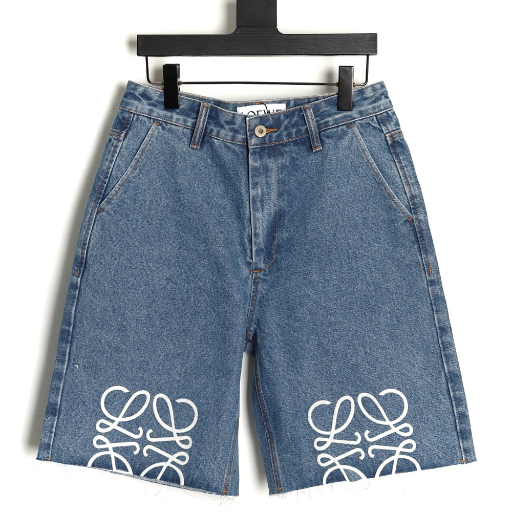 Loewe half-embroidered denim shorts