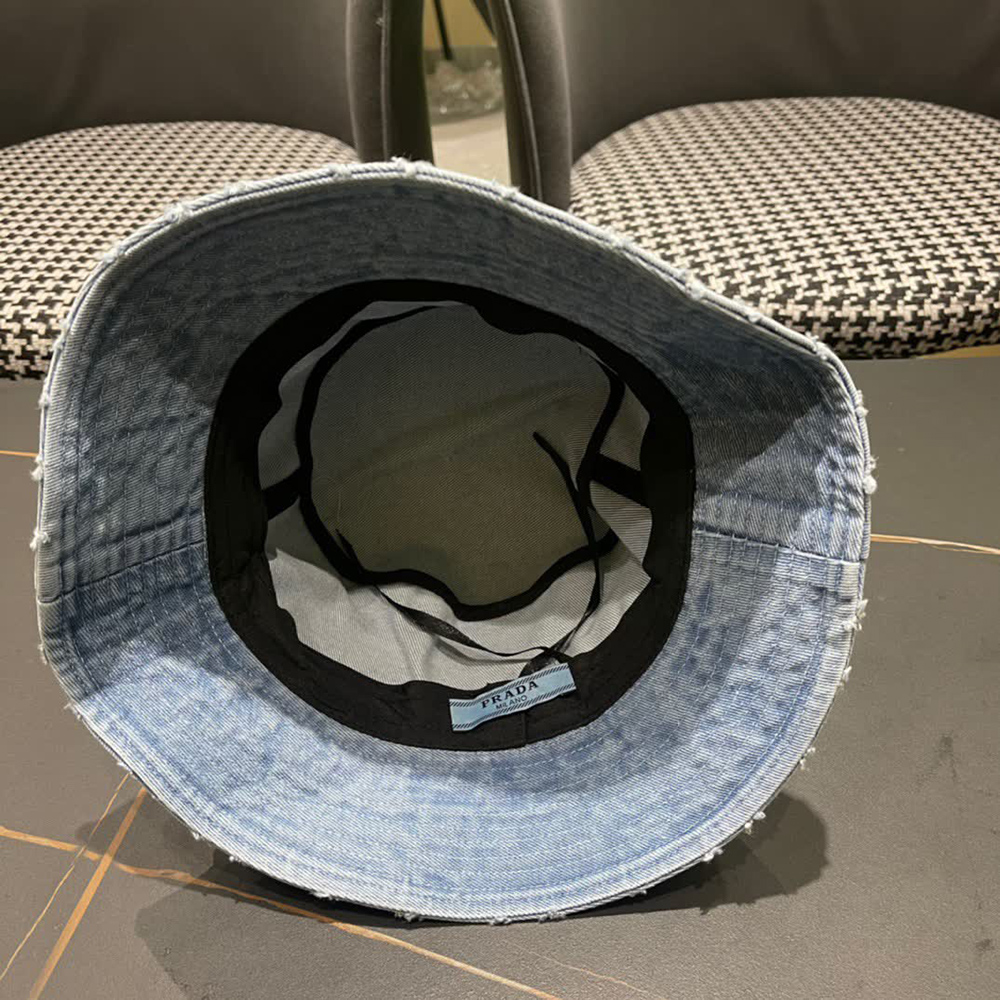 Prada Denim Triangle Bucket Hat