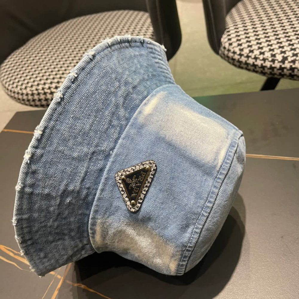 Prada Denim Triangle Bucket Hat