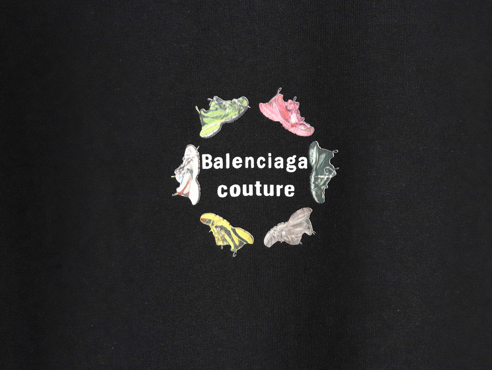Balenciaga Daddy Shoes Lettering Print Short Sleeve T-shirt