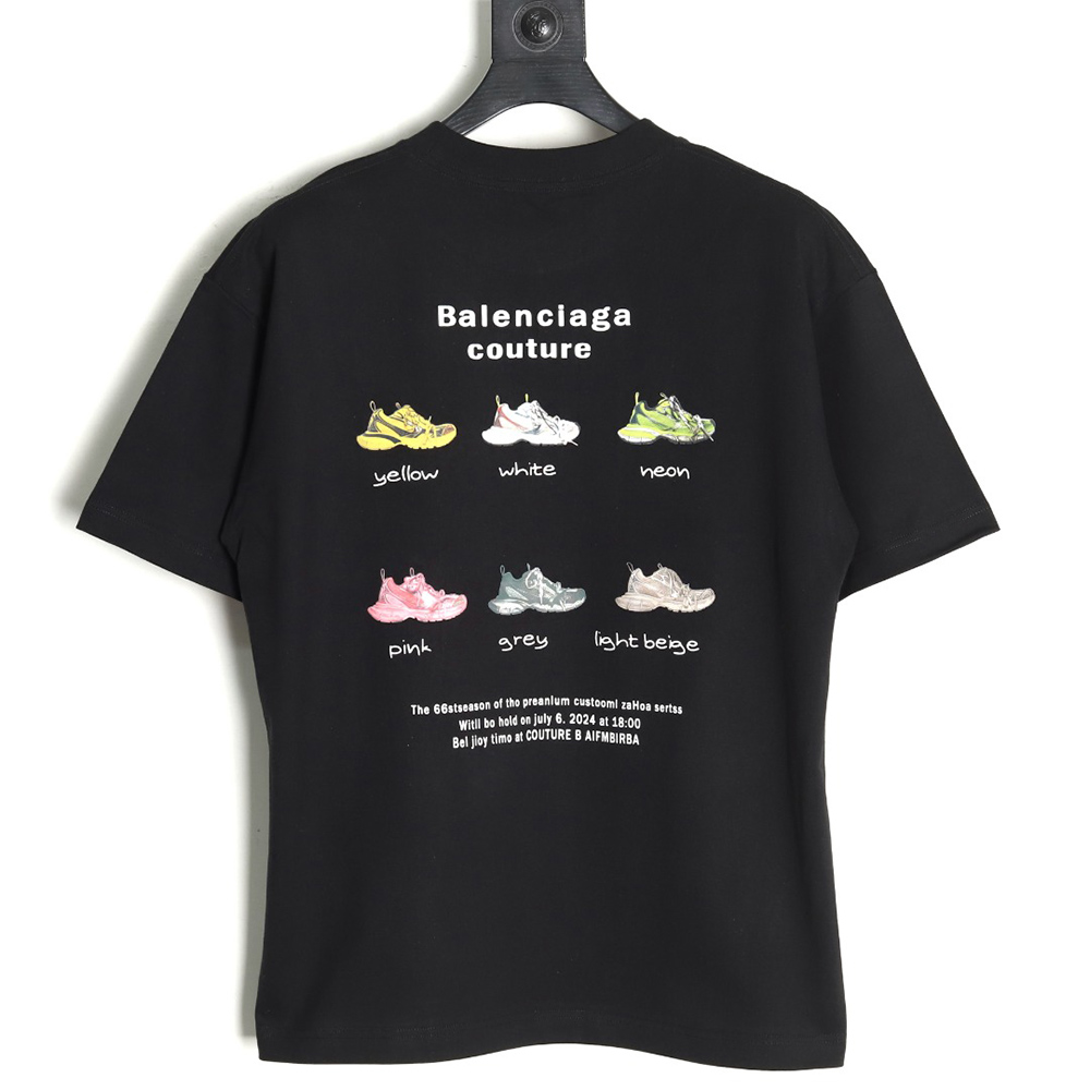 Balenciaga Daddy Shoes Lettering Print Short Sleeve T-shirt