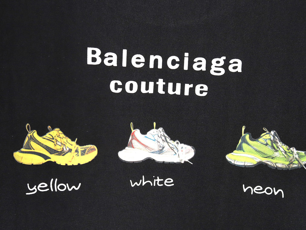 Balenciaga Daddy Shoes Lettering Print Short Sleeve T-shirt