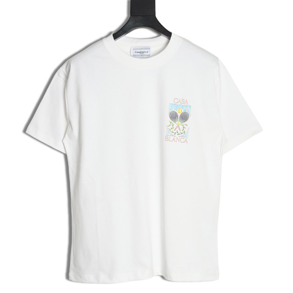 Casablanca tennis racket graffiti print short-sleeved T-shirt