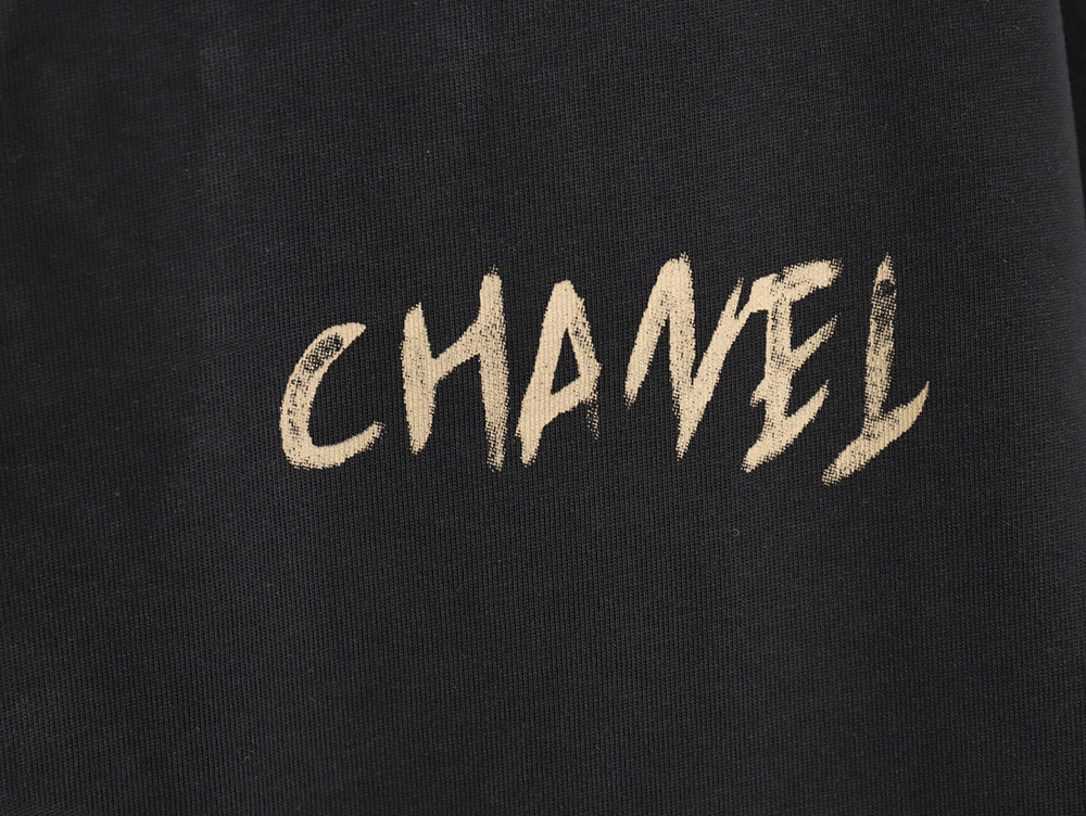 Chanel Hand-painted Flower Print Short Sleeve T-shirt