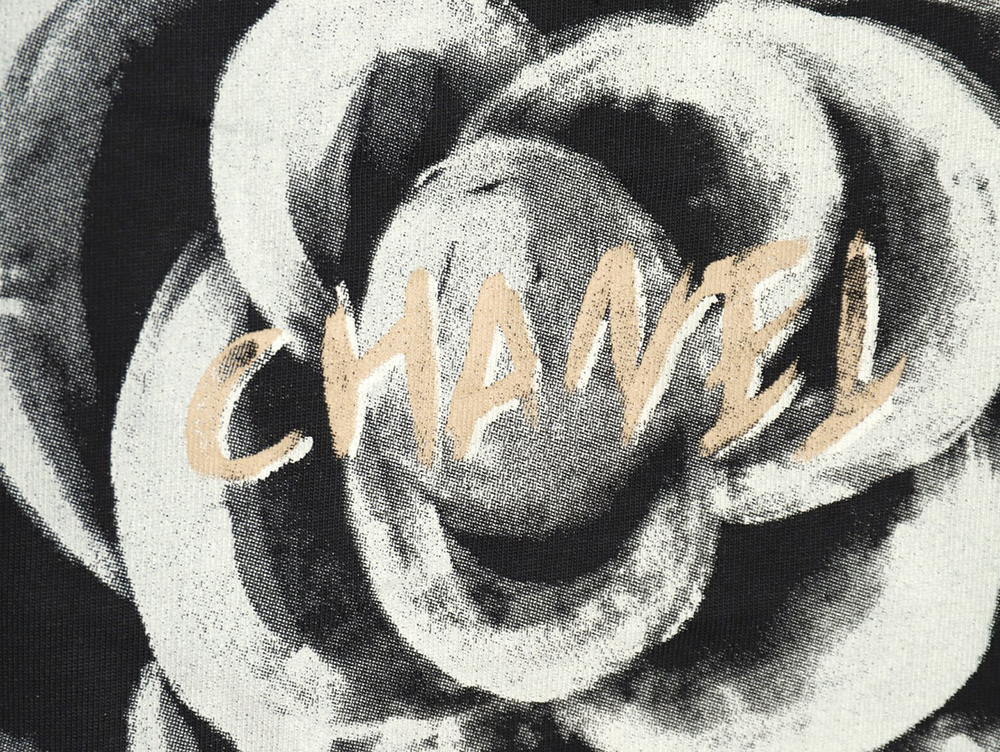Chanel Hand-painted Flower Print Short Sleeve T-shirt