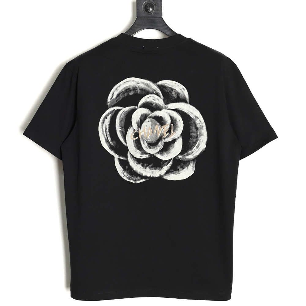Chanel Hand-painted Flower Print Short Sleeve T-shirt