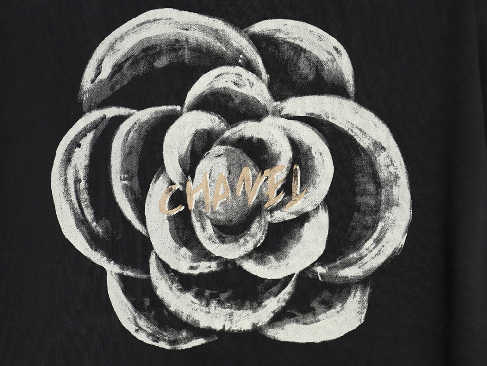 Chanel Hand-painted Flower Print Short Sleeve T-shirt