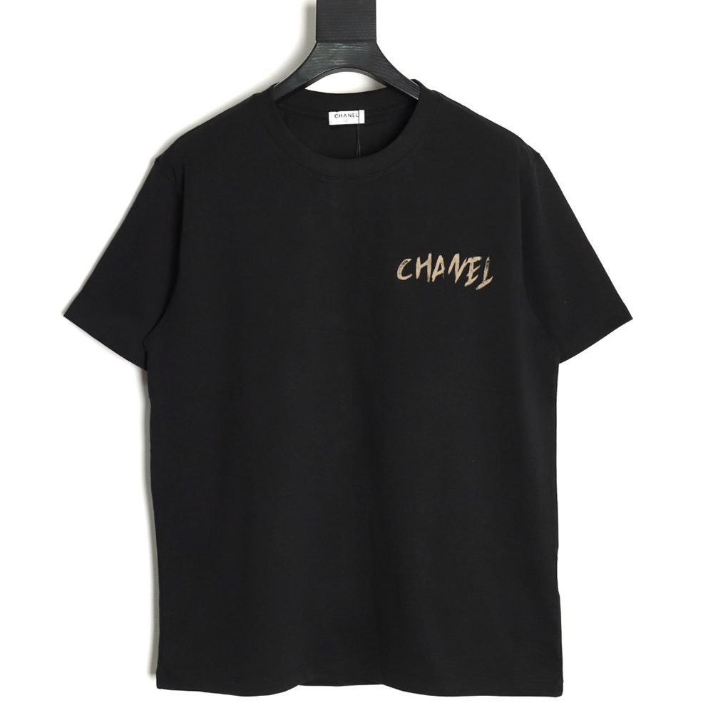 Chanel Hand-painted Flower Print Short Sleeve T-shirt