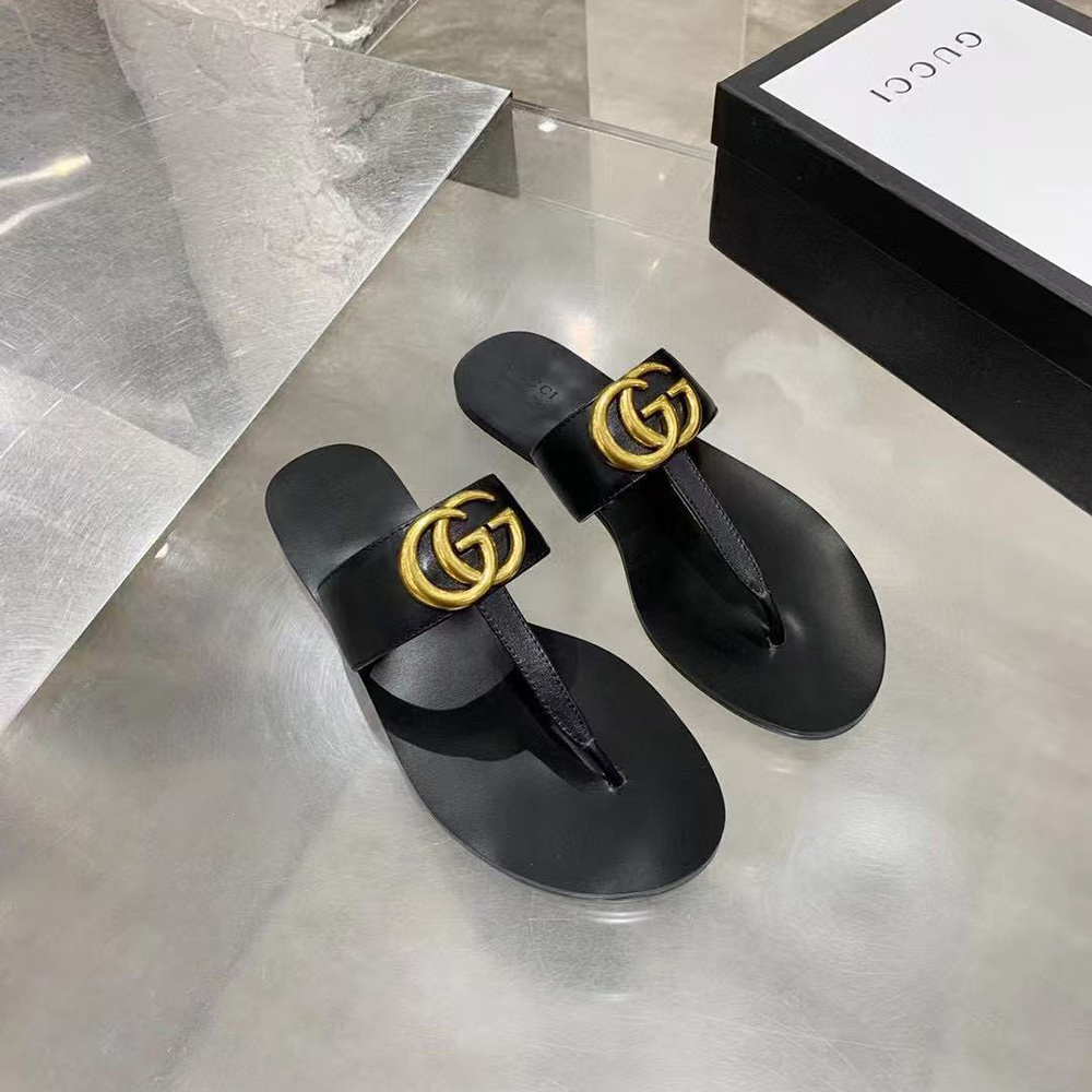 Gucci Marmont GG T-Strap Sandal Black