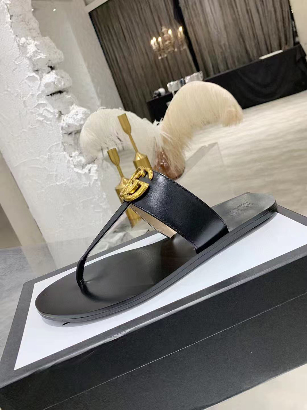 Gucci Marmont GG T-Strap Sandal Black