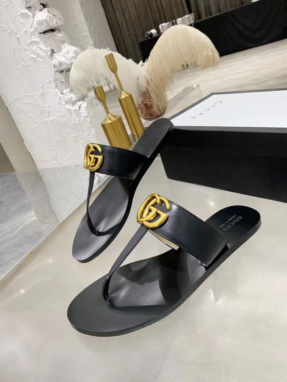 Gucci Marmont GG T-Strap Sandal Black