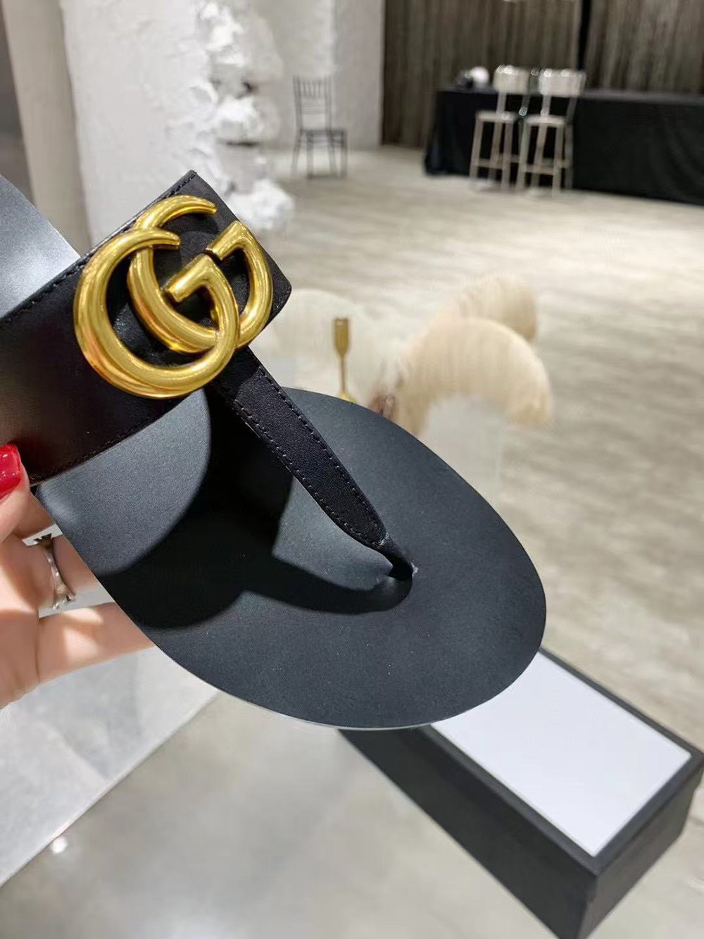 Gucci Marmont GG T-Strap Sandal Black
