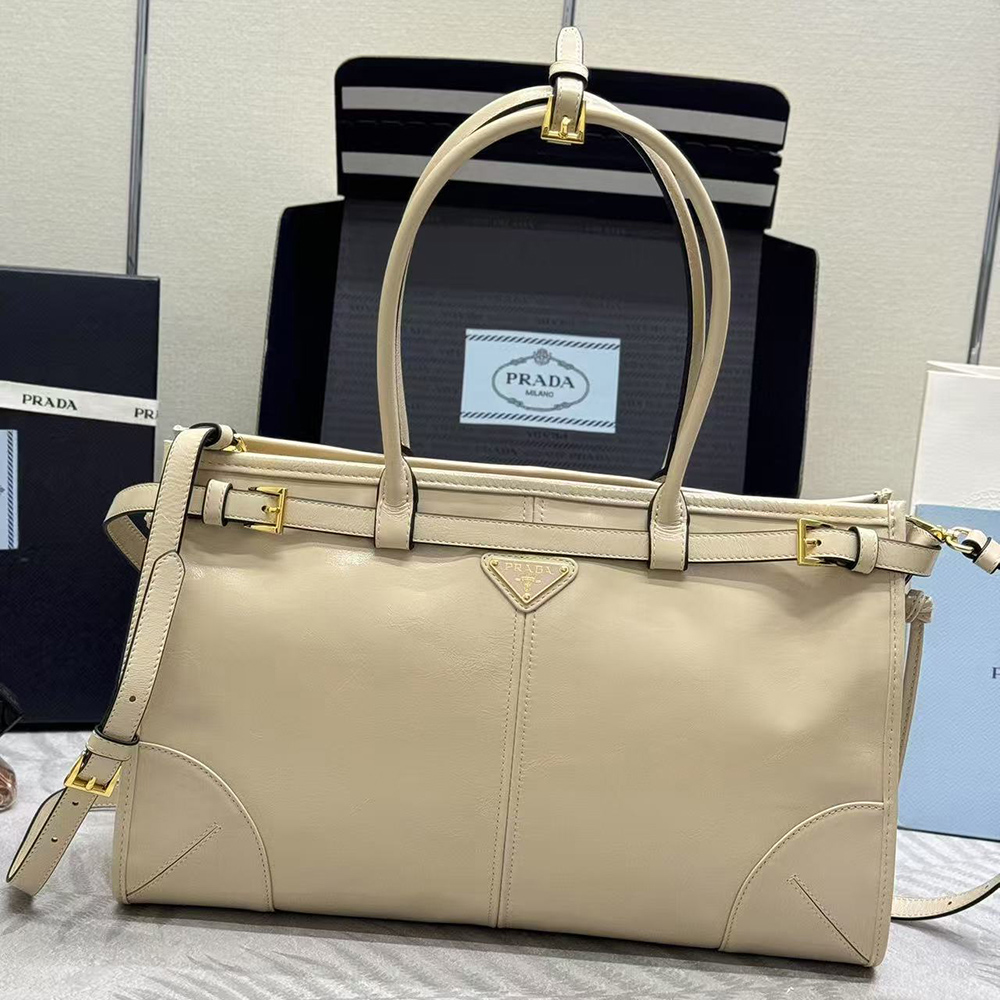 Prada Bonnie large leather handbag 1BA433 38*30*12cm