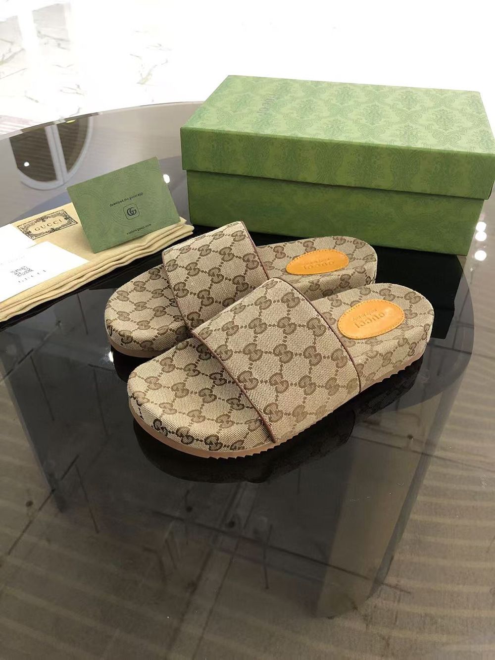 Gucci GG Slide Beige Canvas