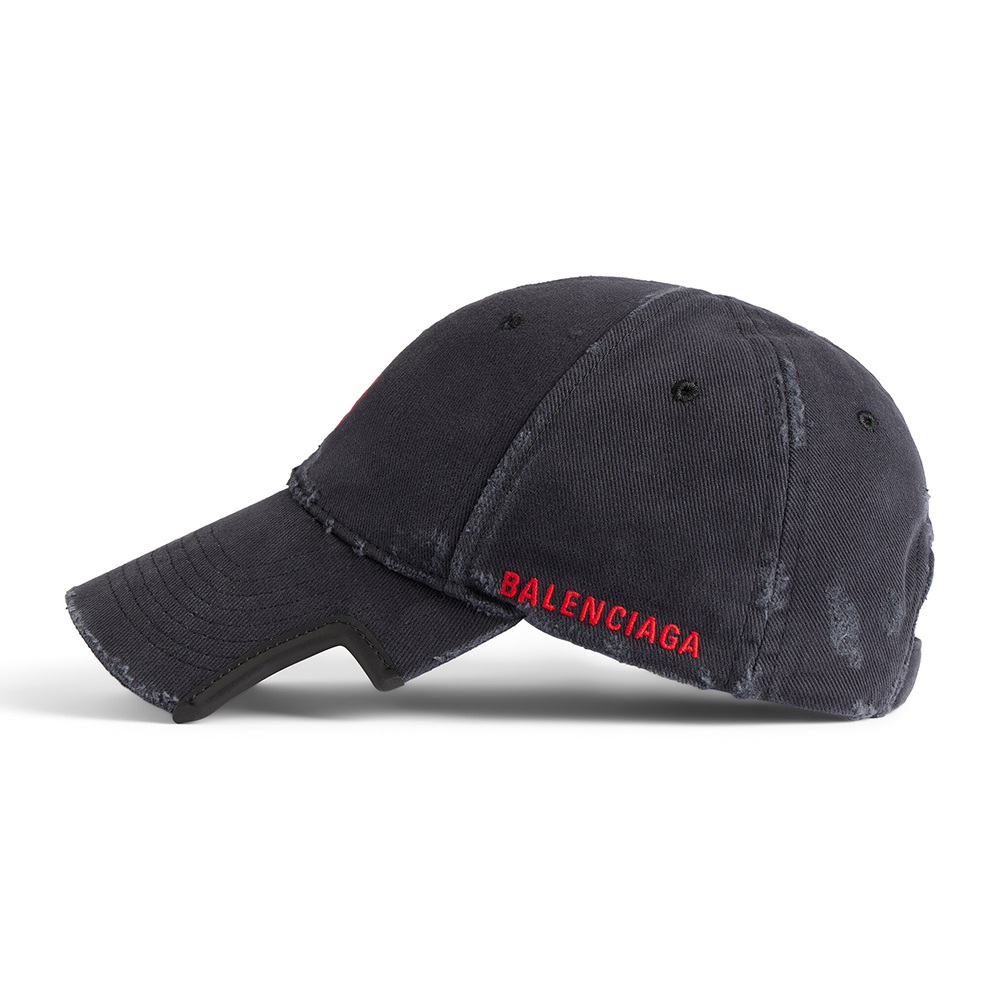 Balenciaga Laurel Classic Cap in Faded Black/red B21041