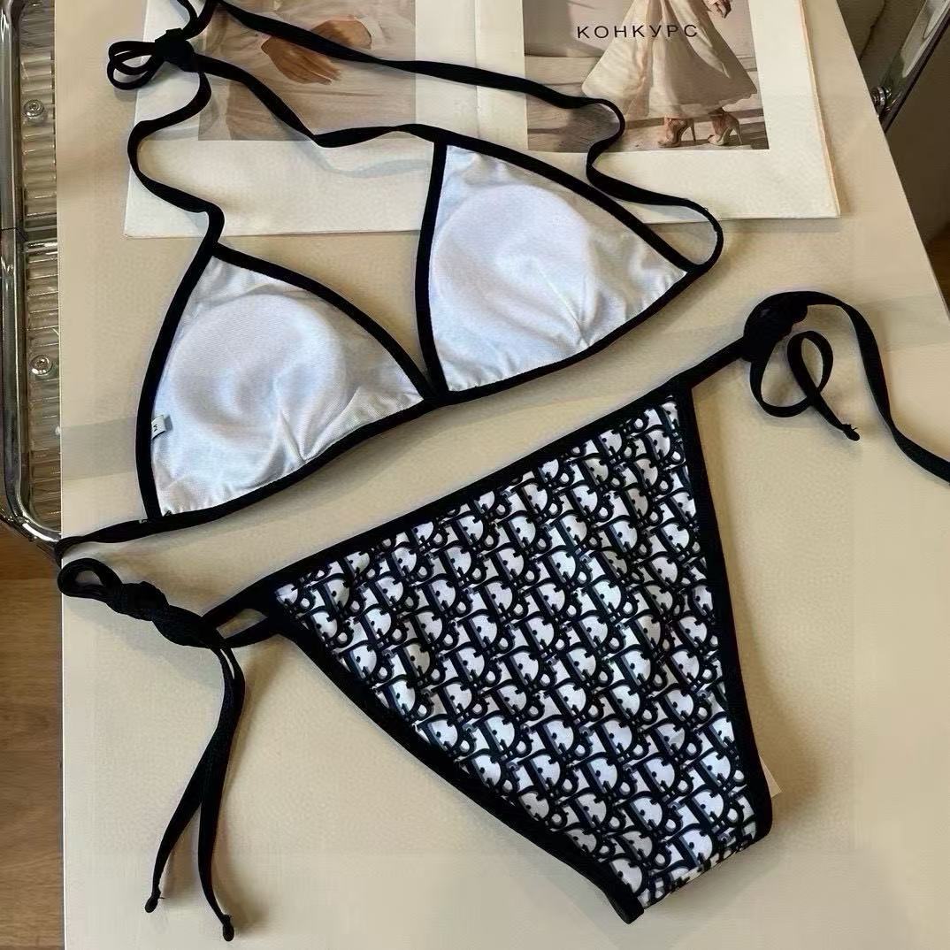 Christian Dior Blue Oblique Print Bikini