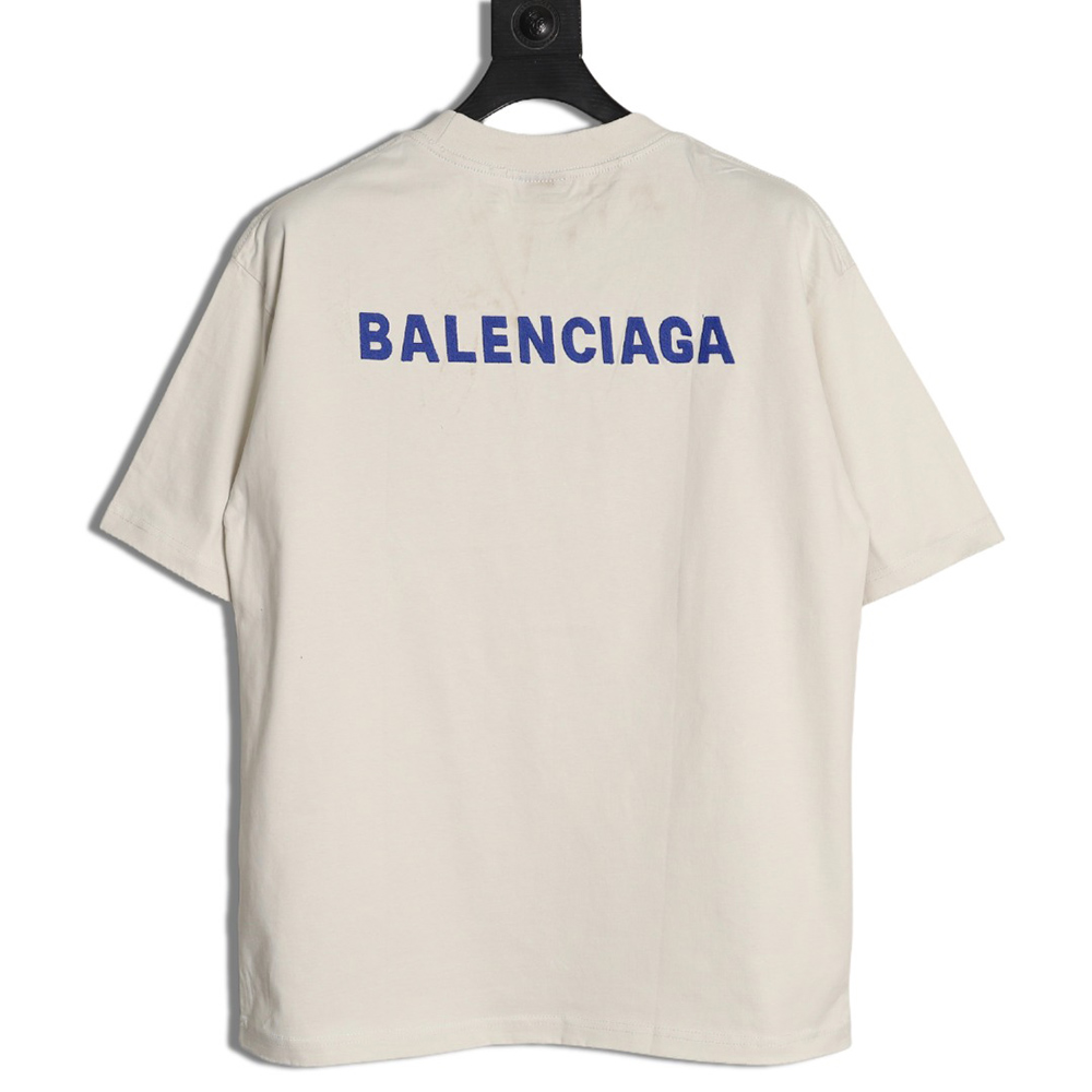 Balenciaga front and back embroidered lettering round neck short-sleeved T-shirt