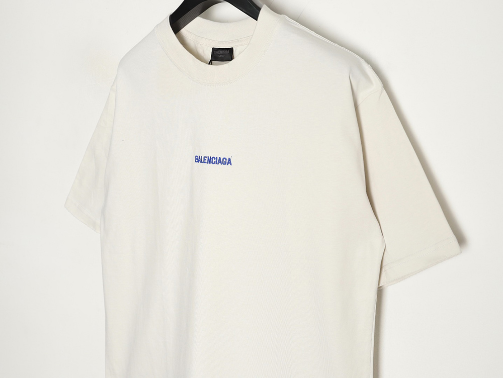 Balenciaga front and back embroidered lettering round neck short-sleeved T-shirt