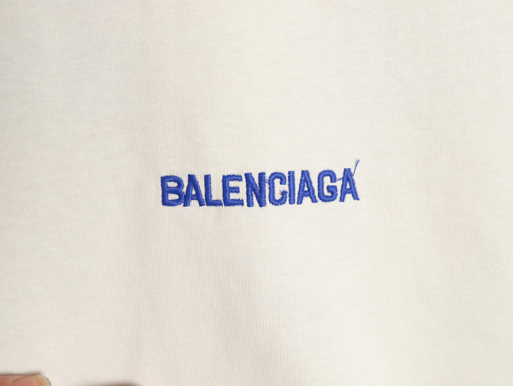 Balenciaga front and back embroidered lettering round neck short-sleeved T-shirt