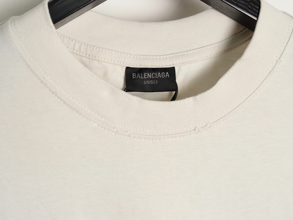 Balenciaga front and back embroidered lettering round neck short-sleeved T-shirt