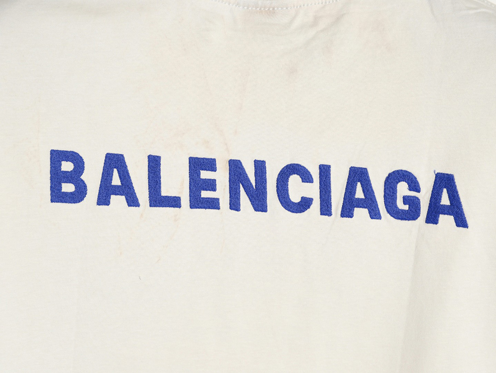 Balenciaga front and back embroidered lettering round neck short-sleeved T-shirt