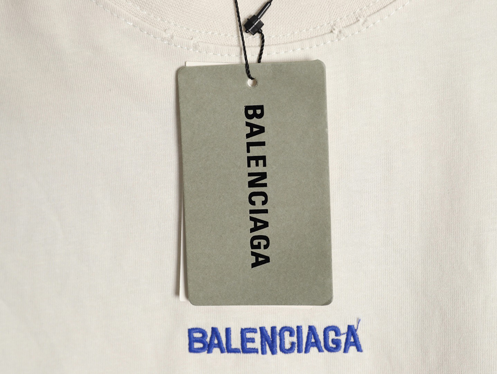 Balenciaga front and back embroidered lettering round neck short-sleeved T-shirt