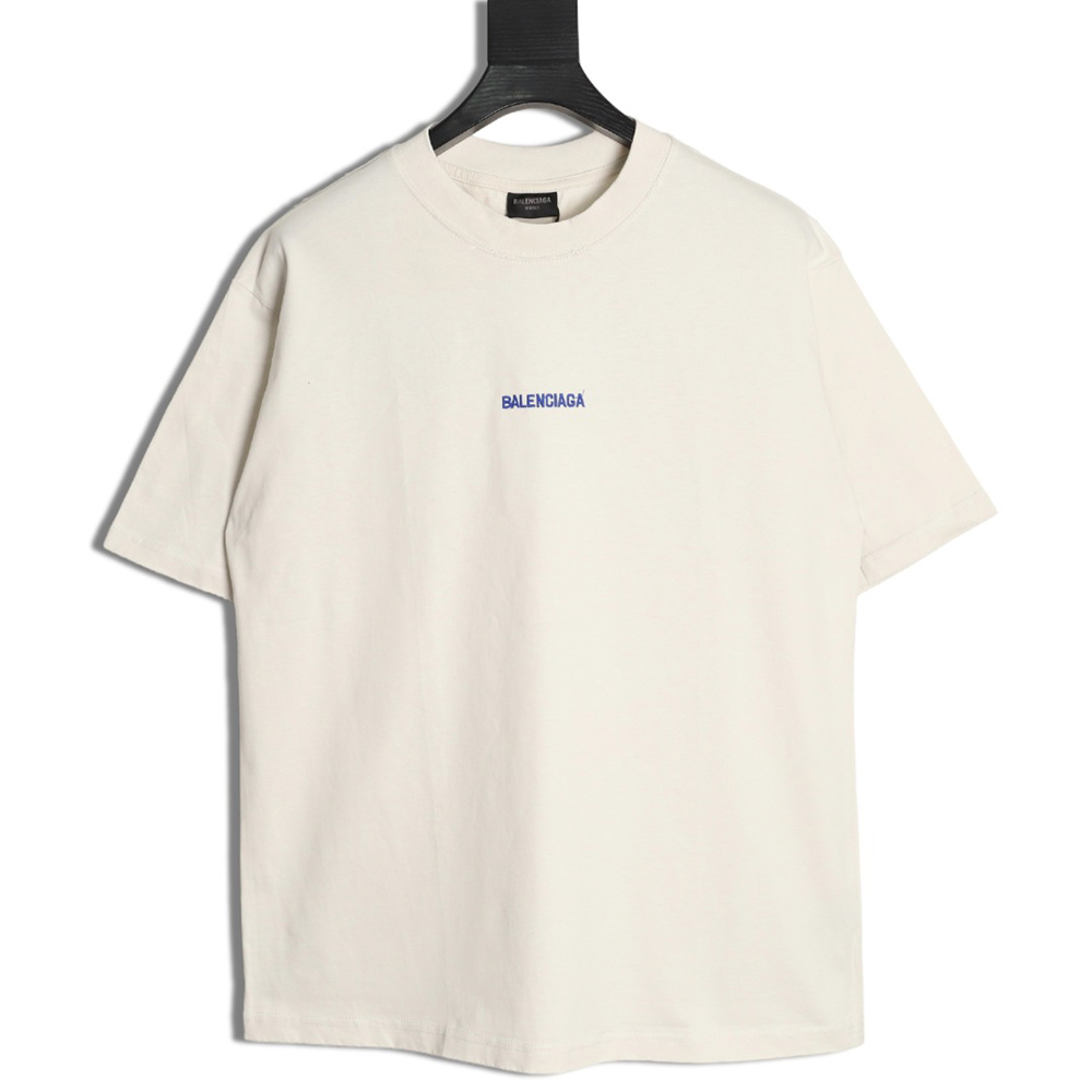 Balenciaga front and back embroidered lettering round neck short-sleeved T-shirt