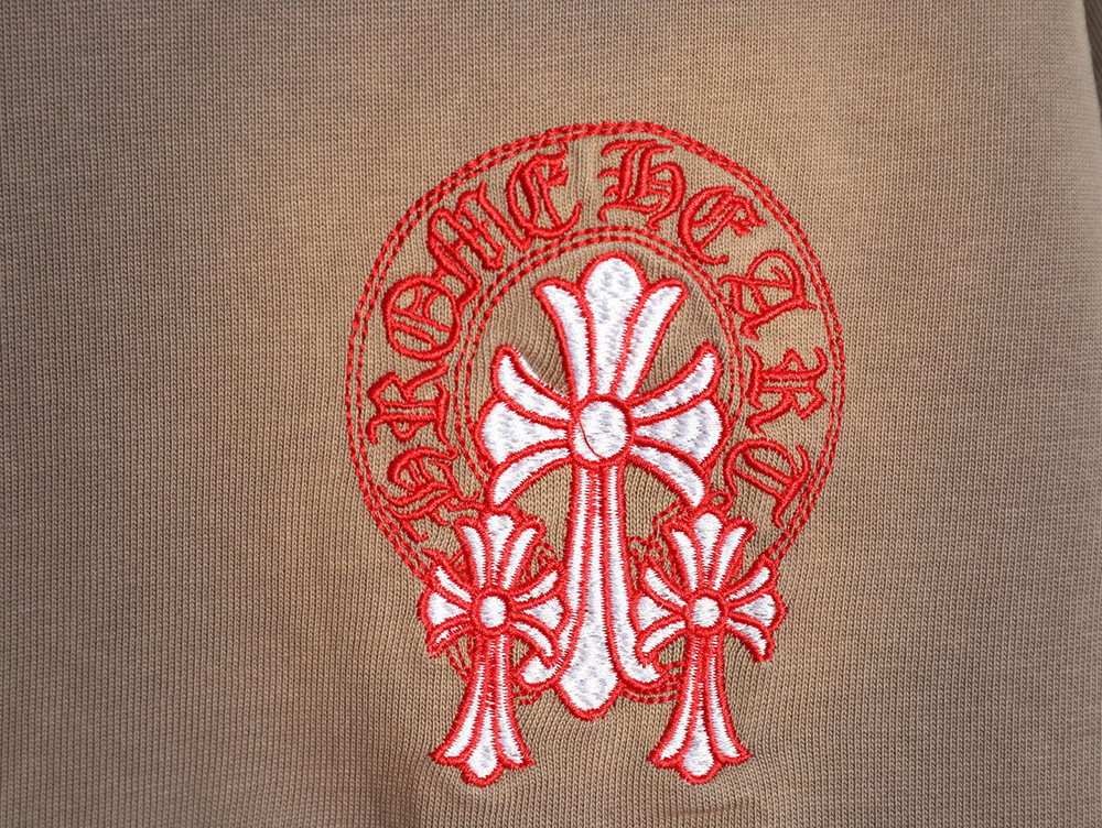 Chrome Hearts Red Label Cross Patch Embroidered Washed Hole Short Sleeve T-Shirt