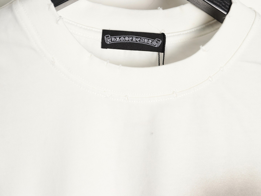 Chrome Hearts Red Label Cross Patch Embroidered Washed Hole Short Sleeve T-Shirt TSK1